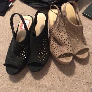Chinese Laundry Black and Tan wedges